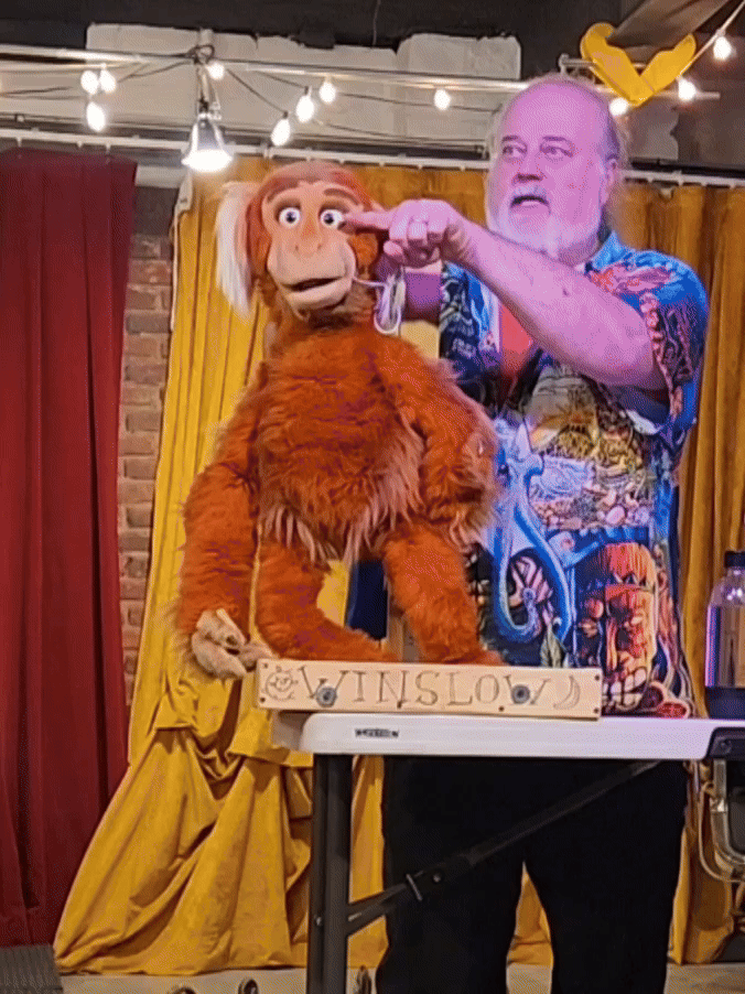 Puppeteer Tyler Bunch instructs Coney Island Clown Skool class of 2024